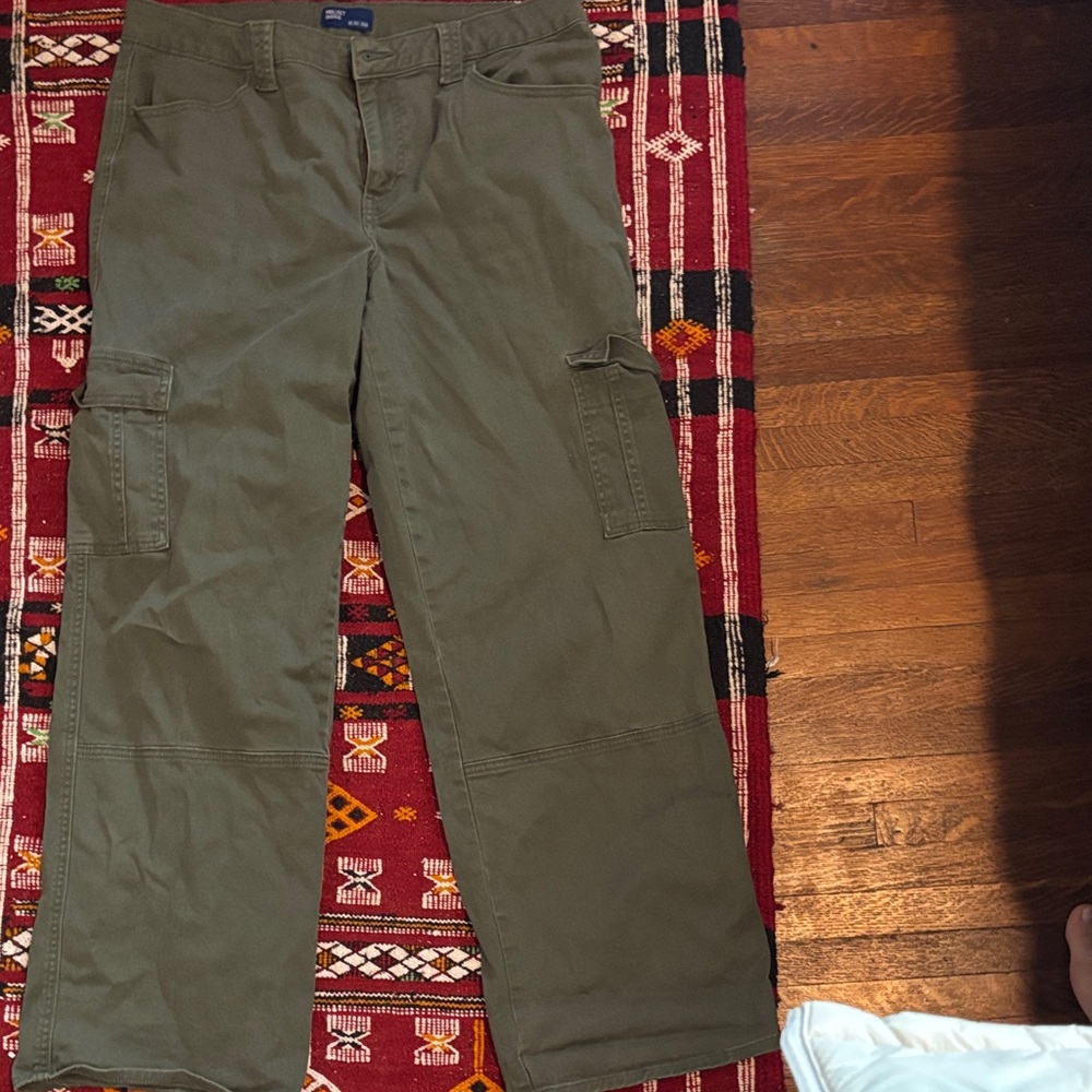 Indigo Blue Khaki Cargo Wide Leg Pants